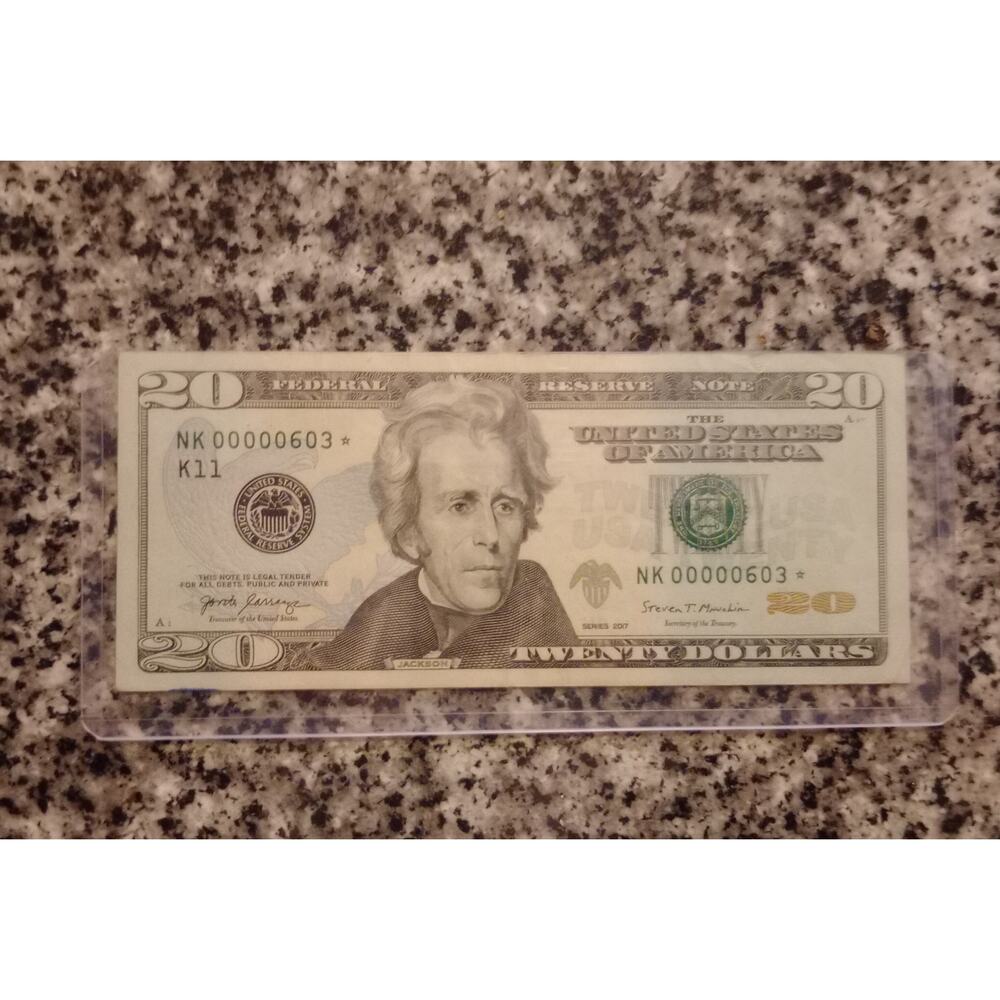 Super Rare Low Low Low Serial Number $20.00 Bill Star Note NK00000603*